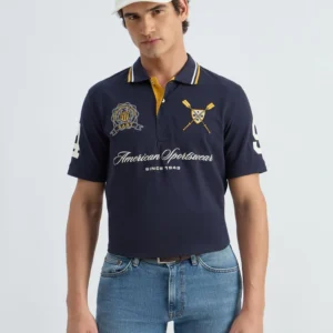 Collections Men blue printed polo t-shirt