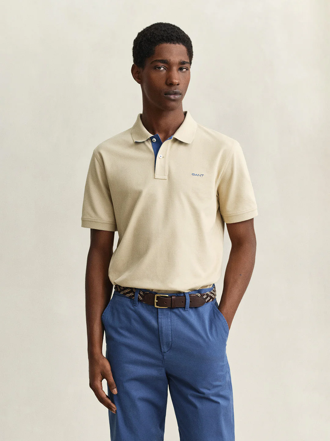 GMS26-002062026200_e1_7e13e9aa-0f33-446d-8809-56cf2457a097 Men beige solid regular fit polo t-shirt